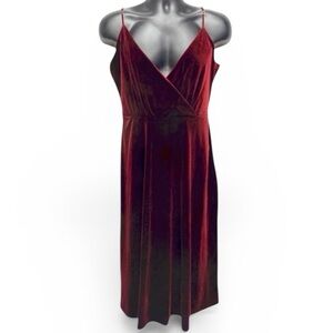 Ali & Jay Velvet Wrap Midi Dress Burgundy Rust NWT Size L Formal Holiday